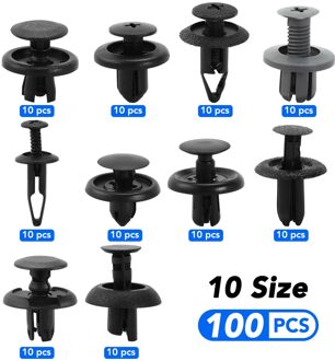 10 Size 100 Stuks Auto Fastener Clip Gemengde Voor Ford Edge Explorer Fusion Mustang F-150 F-450 F-550 Lincoln Mkz Mkc