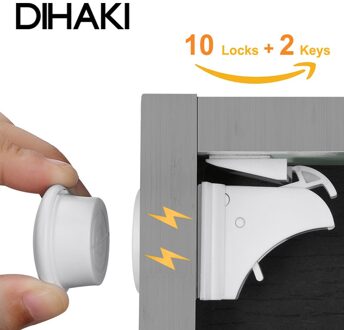 10 Slot 2 Sleutel Magnetische Kinderen Safety Lock Baby Veiligheid Kast Lade Deurslot Kid Garderobe Onzichtbare Baby Veiligheidssloten