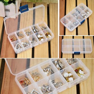 10 Slots Plastic Opbergdoos Sieraden Doos Compartiment Verstelbare Container Voor Kralen Earring Box Voor Sieraden Rechthoek Box Case # J20