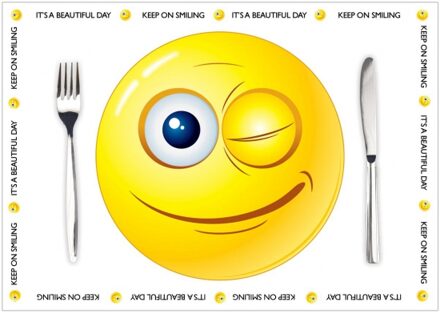 10 Smiley thema placemats van papier - Placemats Multikleur