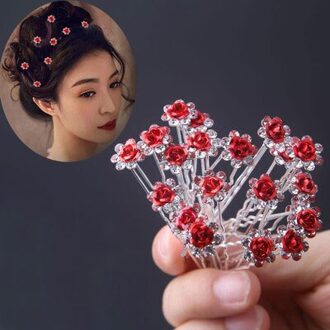 10 stk/partij Vrouwen Bridal Wedding Crystal Flower Rose Haarspeld Clip Haarspeldjes Sticks Haar Braider Styling Gereedschap Haaraccessoires