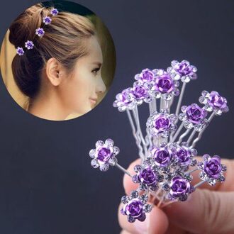 10 stk/partij Vrouwen Bridal Wedding Crystal Flower Rose Haarspeld Clip Haarspeldjes Sticks Haar Braider Styling Gereedschap Haaraccessoires