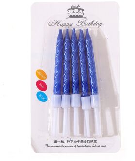 10 Stk/set Draad Kleur Verjaardag Kaarsen Met Stand Cake Kaars Feestartikelen Bruidstaart Decoraties Blauw