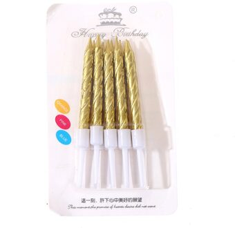 10 Stk/set Draad Kleur Verjaardag Kaarsen Met Stand Cake Kaars Feestartikelen Bruidstaart Decoraties Goud