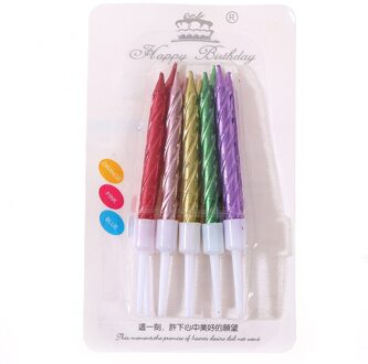 10 Stk/set Draad Kleur Verjaardag Kaarsen Met Stand Cake Kaars Feestartikelen Bruidstaart Decoraties Multi-Colored