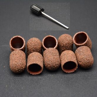 10 stks 10*15mm Plastic Verwijderen Calluse Nail Art Schuren Cap En 1 stks grip voor Manicure Pedicure elektrische Nail Boor Machine Tool