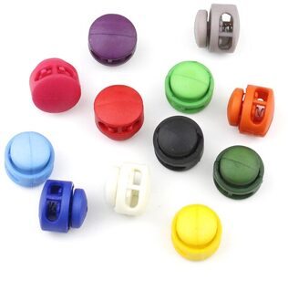 10 stks 15*17mm Multi-Kleuren Plastic Paracord Cord Lock Klem 2 Gat Toggle Clip Stopper Schoenveter Cord Buckles Tas Onderdelen Meubi 100stk
