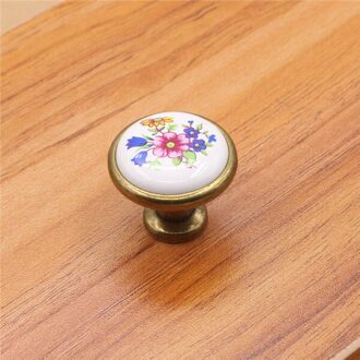 10 stks 32mm Kleurrijke Keramische ronde Kast Knoppen Deur Handgrepen Kast Lade Kast Meubels Handvat Knoppen