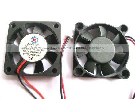 10 stks Borstelloze DC Koeling 7 Blade Fan 4510 s 12 v 45x45x10mm 2 Draden