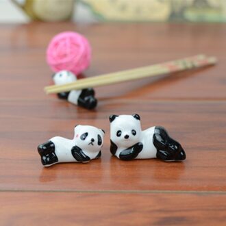 10 stks Chinese Panda Eetstokjes Houder Stand Keramische eetstokjes Vorken Rack Frame Cartoon Eetstokjes Bestek Rest Rack