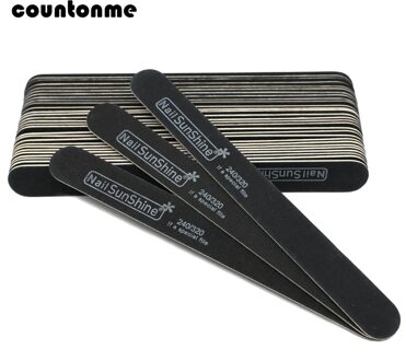 10 stks Houten Nagelvijl 240/320 Black Sterke Dikke Professionele Nail Buffer Schuurpapier Buffing Schuren Bestanden Rechte lime een ongle