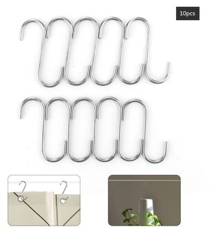 10 stks Krachtige Rvs S Vormige Deur Muur Hangers Handdoek Mop Handtas Houder Haken Opknoping Keuken Badkamer Accessoires