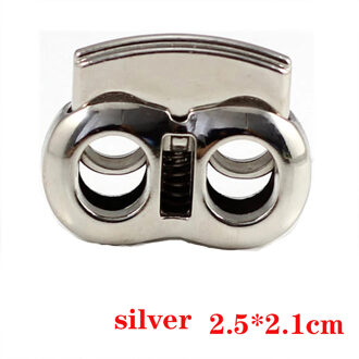 10 stks Pack Cord Lock Toggle Stopper Bean Metalen Zilver Maat: 25mm * 21mm * 7mm Toggle Clip NK216 A216 zilver 10stk