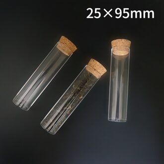 10 Stks/pak 25X95Mm Vlakke Bodem Clear Plastic Reageerbuis Ttransparent Test-Tube Thee Verpakking Buis Met kurk