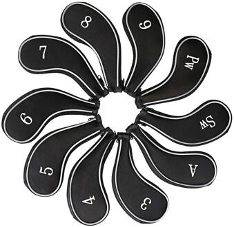 10 Stks/pak Golf Club Head Cover Headcover Protect Set Nummer Gedrukt Met Rits Golf Club Accessoires