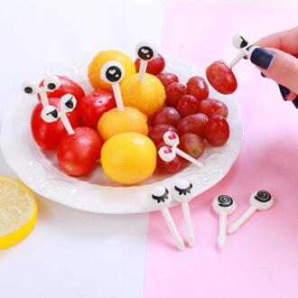 10 Stks/pak Leuke Ogen Fruit Vork Plastic Fruit Pick Kids Bento Lunch Snack Cake Dessert Voedsel Tandenstoker Keuken Servies Decor