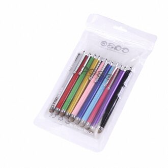 10 stks/pak Metalen Capacitieve Touch Pen Stylus Scherm Fiber Capacitieve Doek Voor Telefoon Tablet Laptop + Zip Bag