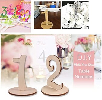 10 Stks/pak Nummer 1-10 Plaats Houder Table Number Figuur Kaart Houten Bruiloft Borden Feestartikelen Digitale Zetel Decoratie
