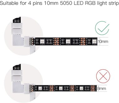 10 Stks/pak Rgb Accessoire Quick Splitter 4-Pin Connector Terminal Dirigent Led Light Strip Smd 10Mm Hoek Rechts hoek L Vorm