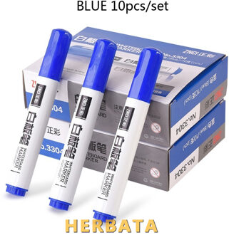 10 Stks/pak Tweekoppige Note Pen Whiteboard Pen Uitwisbare Schrijven Whiteboard Marker Speciale Pen Rood Blauw Zwart Water-gebaseerd Pen