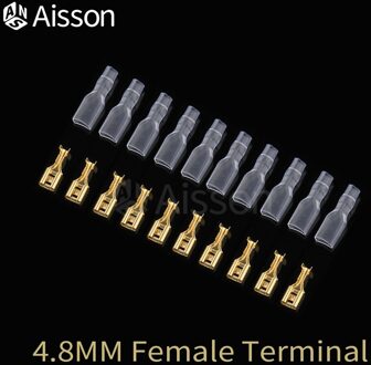 10 Stks/partij 2.8Mm 4.8Mm 6.3Mm De Isolerende Insert Voorjaar Man Vrouw Terminal Van De Plug Met Transparante cover 4.8mm vrouw