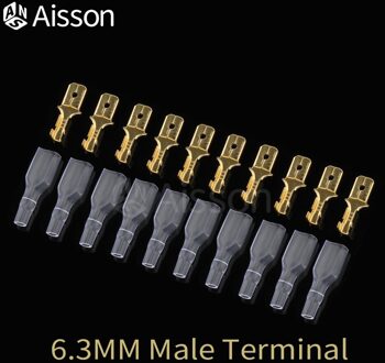 10 Stks/partij 2.8Mm 4.8Mm 6.3Mm De Isolerende Insert Voorjaar Man Vrouw Terminal Van De Plug Met Transparante cover 6.3mm mannetje