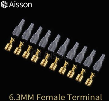 10 Stks/partij 2.8Mm 4.8Mm 6.3Mm De Isolerende Insert Voorjaar Man Vrouw Terminal Van De Plug Met Transparante cover 6.3mm vrouw