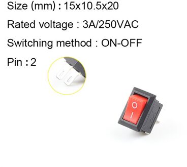 10 Stks/partij 2 Pin 10*15Mm Spst On/Off Mini Boat Rocker Switch 3A 250V Ac KCD11 Snap-In Rocker Schakelaars Zwart Rood Wit Grijs 2Pin rood zwart