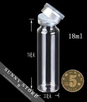 10 stks/partij 22x70x12.5mm 18ml Butyl Rubberen Stop Flessen Aluminium Seal Glazen Flessen Experimentele Test penicilline Fles