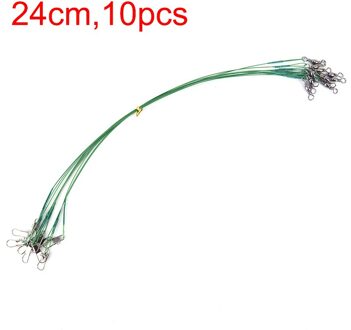 10 stks/partij 24 cm Staaldraad Leider Met Swivel Vissen Accessoire 3 Kleuren Lood core Leash Vislijn groen