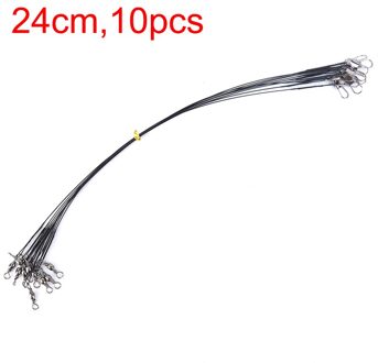 10 stks/partij 24 cm Staaldraad Leider Met Swivel Vissen Accessoire 3 Kleuren Lood core Leash Vislijn zwart