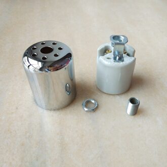 10 Stks/partij 42*52Mm Goud/Chroom Metalen Cup Cap Met Warmteafgifte Gaten Voor E27 Lamphouder lampvoet Verlichting Accessoires chroom met base