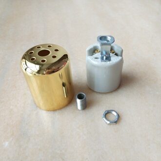 10 Stks/partij 42*52Mm Goud/Chroom Metalen Cup Cap Met Warmteafgifte Gaten Voor E27 Lamphouder lampvoet Verlichting Accessoires goud met base