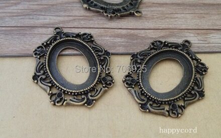 10 stks/partij antieke bronzen ovale Cabochon Hanger Base 20mm x 26mm
