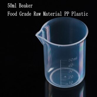 10 stks/partij Capaciteit 50ml Lage Vorm Beker Chemie Laboratorium Borosilicate PP Plastic Transparante Beker Verdikte met uitloop