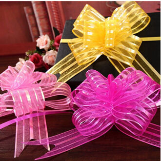10 Stks/partij Diy Trouwauto Pure Guirlande 5 Cm Organza Pull Bows Cadeau Lint Vlinder Thighed Hand Bloem Guirlande 8 kleuren groen