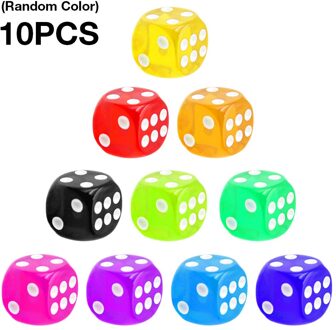 10 Stks/partij Dobbelstenen Set 10 Kleuren Acryl 6 Zijdige Transparante Dobbelstenen Voor Club/Party/Familie Games 14Mm