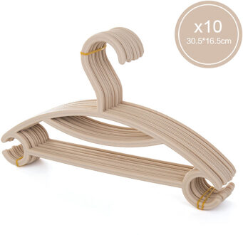 10 Stks/partij Draagbare Kleerhanger Kids Kinderen Peuter Baby Kleding Jas Plastic Hangers Haak Huishoudelijke Organizer beige
