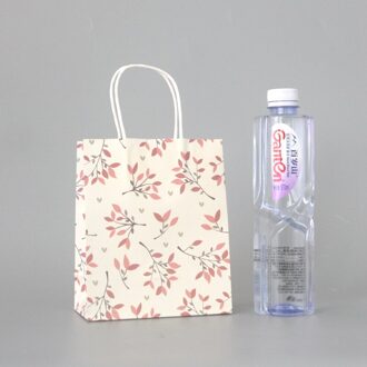 10 Stks/partij Eenvoudige Bloem Gedrukt Kraftpapier Festival Bags Papieren Zakken Met Handvatten Kinderen Bags 18x15x8cm