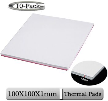 10 Stks/partij Gdstime 100X100X1 Mm 1 Mm Dikte Thermische Pad Cpu Wit Heatsink Pad Cooling Geleidende siliconen Thermische