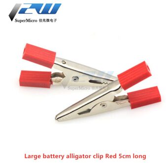 10 Stks/partij Geïsoleerde Krokodil Clips Plastic Handvat Kabel Lood Testen Metalen Alligator Clips Klemmen 3/5Mm Lengte groot-rood
