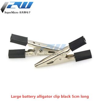 10 Stks/partij Geïsoleerde Krokodil Clips Plastic Handvat Kabel Lood Testen Metalen Alligator Clips Klemmen 3/5Mm Lengte groot-zwart