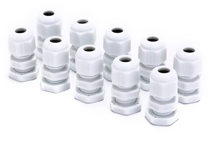 10 Stks/partij IP68 M12 Voor 3 Mm-6.5 Mm Kabel Ce Waterdicht Nylon Plastic Cable Gland Connector wit