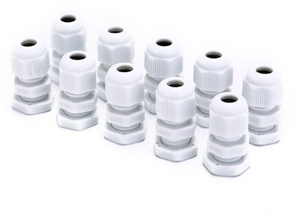 10 stks/partij IP68 M12 voor 3mm-6.5mm Kabel CE Waterdicht Nylon Plastic Cable Gland Connector wit