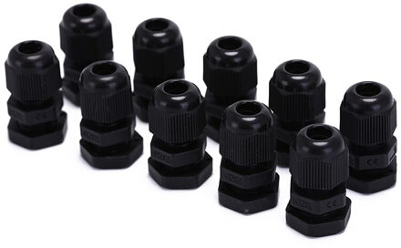 10 stks/partij IP68 M12 voor 3mm-6.5mm Kabel CE Waterdicht Nylon Plastic Cable Gland Connector zwart