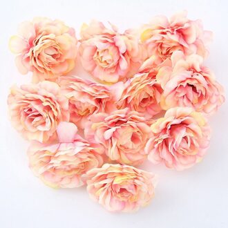 10 Stks/partij Kunstmatige Bloemen 5Cm Zijden Roos Hoofd Voor Bruiloft Huis Tuin Decoraties Diy Craft Krans Kerst Bloem 10stk roze