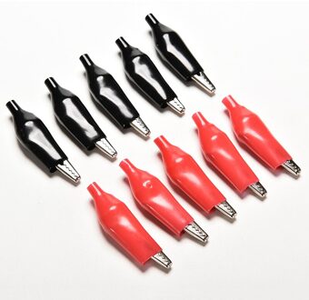 10 Stks/partij Metalen Alligator Clip Krokodil Elektrische Klem Voor Testen Probe Meter Zwart En Rood Met Plastic Boot 44Mm