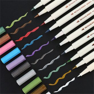 10 Stks/partij Metallic Marker Pen Art Schilderij Tekening Supplies Scrapbooking Ambachten Zachte Borstel Pen Briefpapier