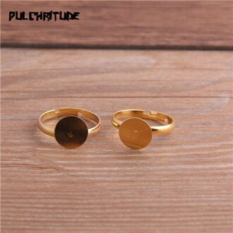 10 Stks/partij Mode Eenvoudige 5 Kleur 10Mm Verstelbare Ring Bases Cabochon Blank Ringen goud