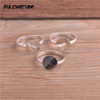 10 Stks/partij Mode Eenvoudige 5 Kleur 10Mm Verstelbare Ring Bases Cabochon Blank Ringen helder zilver